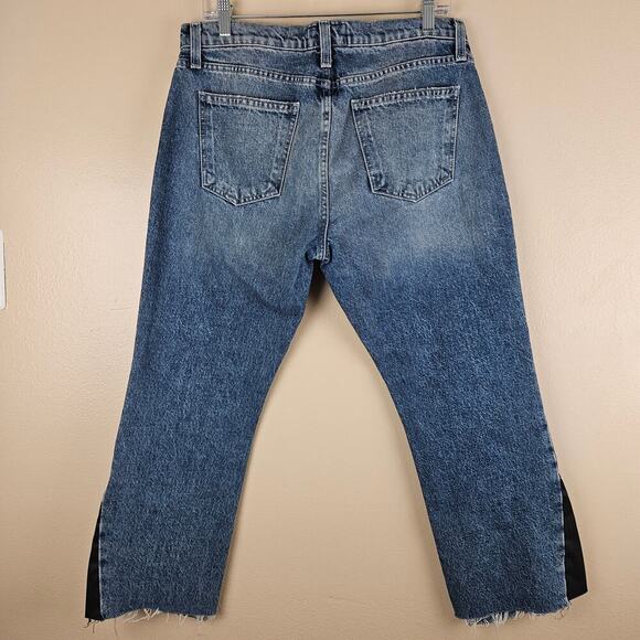 Current Elliott Kick Jean Light Sky with  Insert Raw Hem Crop Flare Jeans - Picture 2 of 8